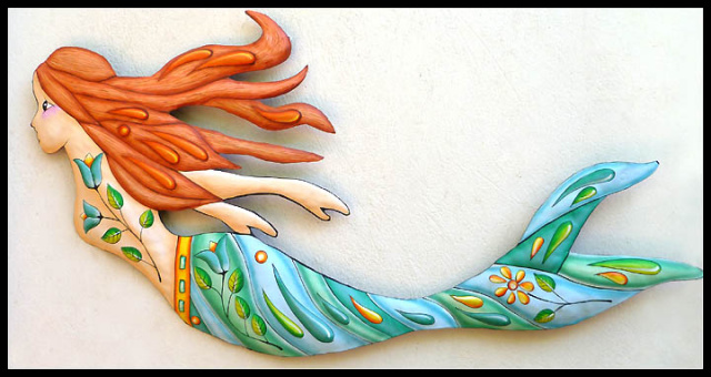 Mermaid Wall Art, Tropical Wall Art, Metal Wall Hanging, Haitian Metal Art, Mermaid Art Outdoor Meta